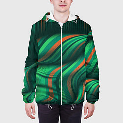 Куртка с капюшоном мужская Абстрактные объёмные полосы, цвет: 3D-белый — фото 2