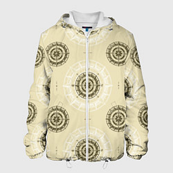 Куртка с капюшоном мужская Винтажный компас, цвет: 3D-белый