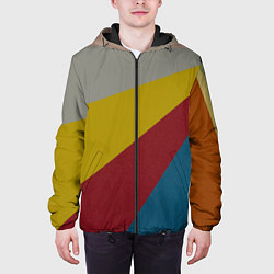 Куртка с капюшоном мужская Разнoцветные линии, цвет: 3D-черный — фото 2