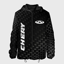 Куртка с капюшоном мужская Chery карбоновый фон, цвет: 3D-черный