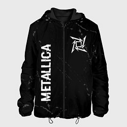Мужская куртка Metallica glitch на темном фоне: надпись, символ