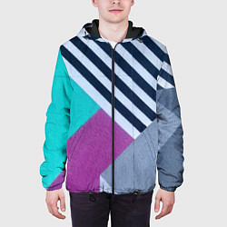 Куртка с капюшоном мужская Разнообразные абстрактные паттерны, цвет: 3D-черный — фото 2