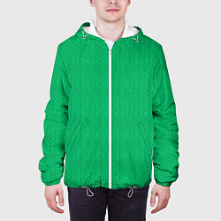 Куртка с капюшоном мужская Зеленый вязаный свитер, цвет: 3D-белый — фото 2