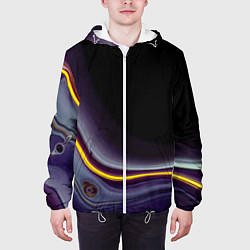 Куртка с капюшоном мужская Фиолетовые краски во тьме, цвет: 3D-белый — фото 2