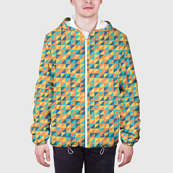 Куртка с капюшоном мужская Абстрактный мозаичный узор, цвет: 3D-белый — фото 2