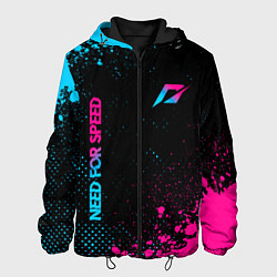 Куртка с капюшоном мужская Need for Speed - neon gradient: надпись, символ, цвет: 3D-черный