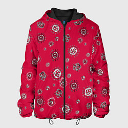 Куртка с капюшоном мужская Красно черные цветы, цвет: 3D-черный