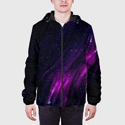 Куртка с капюшоном мужская Абстрактные блёстки и звёзды, цвет: 3D-черный — фото 2