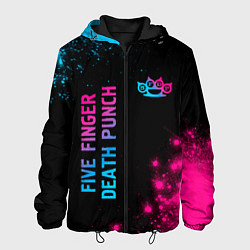 Куртка с капюшоном мужская Five Finger Death Punch - neon gradient: надпись,, цвет: 3D-черный