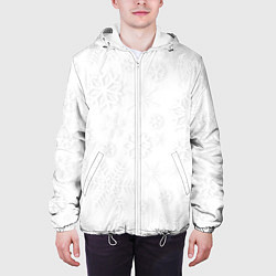 Куртка с капюшоном мужская Белые новогодние снежинки, цвет: 3D-белый — фото 2