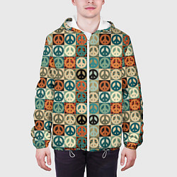 Куртка с капюшоном мужская Peace symbol pattern, цвет: 3D-белый — фото 2
