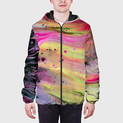 Куртка с капюшоном мужская Растекающиеся краски, цвет: 3D-черный — фото 2