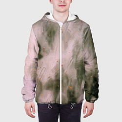 Куртка с капюшоном мужская Абстрактный туман и следы красок, цвет: 3D-белый — фото 2