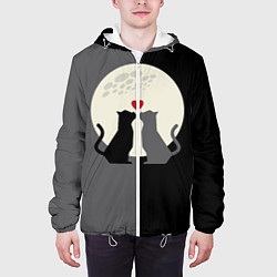 Куртка с капюшоном мужская Котики под луной, цвет: 3D-белый — фото 2