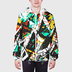 Куртка с капюшоном мужская Абстракция-взрыв эмоций, цвет: 3D-белый — фото 2