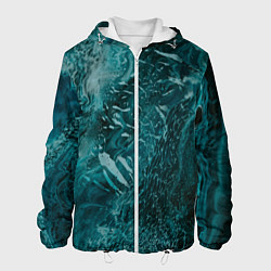 Куртка с капюшоном мужская Волны абстрактной воды и красок, цвет: 3D-белый