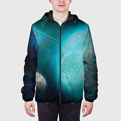 Куртка с капюшоном мужская Космос и планеты, цвет: 3D-черный — фото 2