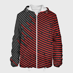 Куртка с капюшоном мужская Красно-серые круги, цвет: 3D-белый