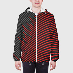 Куртка с капюшоном мужская Красно-серые круги, цвет: 3D-белый — фото 2