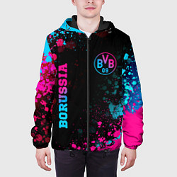 Куртка с капюшоном мужская Borussia - neon gradient: надпись, символ, цвет: 3D-черный — фото 2