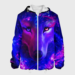 Куртка с капюшоном мужская Волшебный звездный волк, цвет: 3D-белый