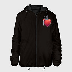 Куртка с капюшоном мужская Сердце - граната, цвет: 3D-черный
