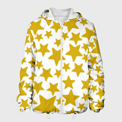 Куртка с капюшоном мужская Жёлтые звезды, цвет: 3D-белый