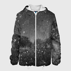 Куртка с капюшоном мужская Абстрактная тьма и следы белой краски, цвет: 3D-белый