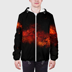 Куртка с капюшоном мужская Абстрактные взрывы в космосе и красные звёзды, цвет: 3D-белый — фото 2