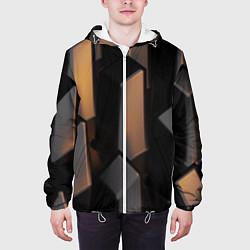 Куртка с капюшоном мужская Абстрактные тёмные геометрические блоки, цвет: 3D-белый — фото 2