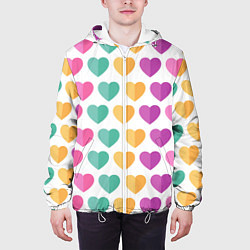 Куртка с капюшоном мужская Яркие сердечки, цвет: 3D-белый — фото 2