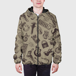 Куртка с капюшоном мужская Nirvana crash guitar beige, цвет: 3D-черный — фото 2