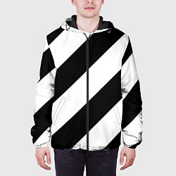 Куртка с капюшоном мужская Черно-белые полосы, цвет: 3D-черный — фото 2