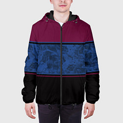 Куртка с капюшоном мужская Бордовый, синий мраморный и черный полосы, цвет: 3D-черный — фото 2
