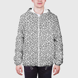 Куртка с капюшоном мужская Круги штрихованные, цвет: 3D-белый — фото 2