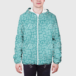 Куртка с капюшоном мужская Полосы горизонтальные и вертикальные гранж, цвет: 3D-белый — фото 2