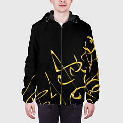 Куртка с капюшоном мужская Золотая каллиграфия на черном фоне, цвет: 3D-черный — фото 2