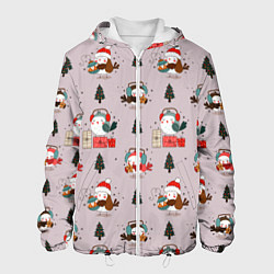 Куртка с капюшоном мужская A bird with new years gifts, цвет: 3D-белый
