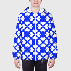 Куртка с капюшоном мужская Четырехлистный клевер синий, цвет: 3D-белый — фото 2