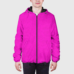 Куртка с капюшоном мужская Розовый фуксиевый текстурированный, цвет: 3D-черный — фото 2