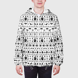 Куртка с капюшоном мужская Black pattern Wednesday Addams, цвет: 3D-белый — фото 2