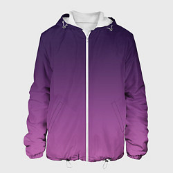 Куртка с капюшоном мужская Пурпурный-лиловый градиент, цвет: 3D-белый