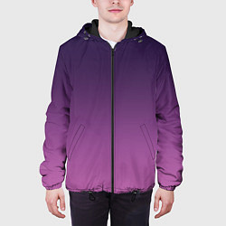 Куртка с капюшоном мужская Пурпурный-лиловый градиент, цвет: 3D-черный — фото 2
