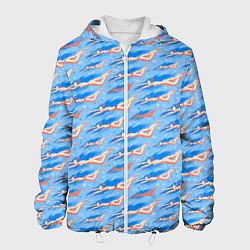 Куртка с капюшоном мужская Плывущие девушки на голубом фоне, цвет: 3D-белый