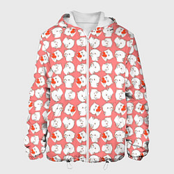 Куртка с капюшоном мужская Паттерн с котами, цвет: 3D-белый