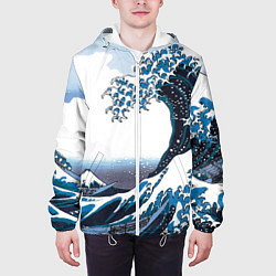 Куртка с капюшоном мужская Цунами в Японии, цвет: 3D-белый — фото 2