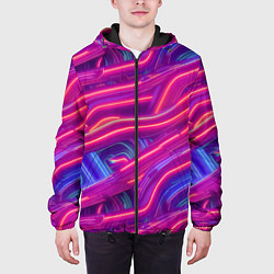 Куртка с капюшоном мужская Neon waves, цвет: 3D-черный — фото 2