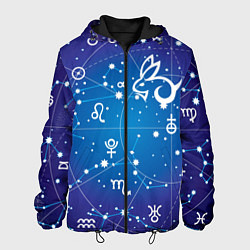 Куртка с капюшоном мужская Кролик символ 2023 на карте звездного неба, цвет: 3D-черный