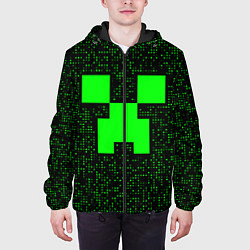 Куртка с капюшоном мужская Minecraft green squares, цвет: 3D-черный — фото 2