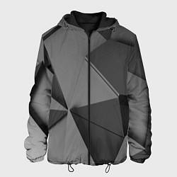 Куртка с капюшоном мужская Серые геометрические фигуры, цвет: 3D-черный